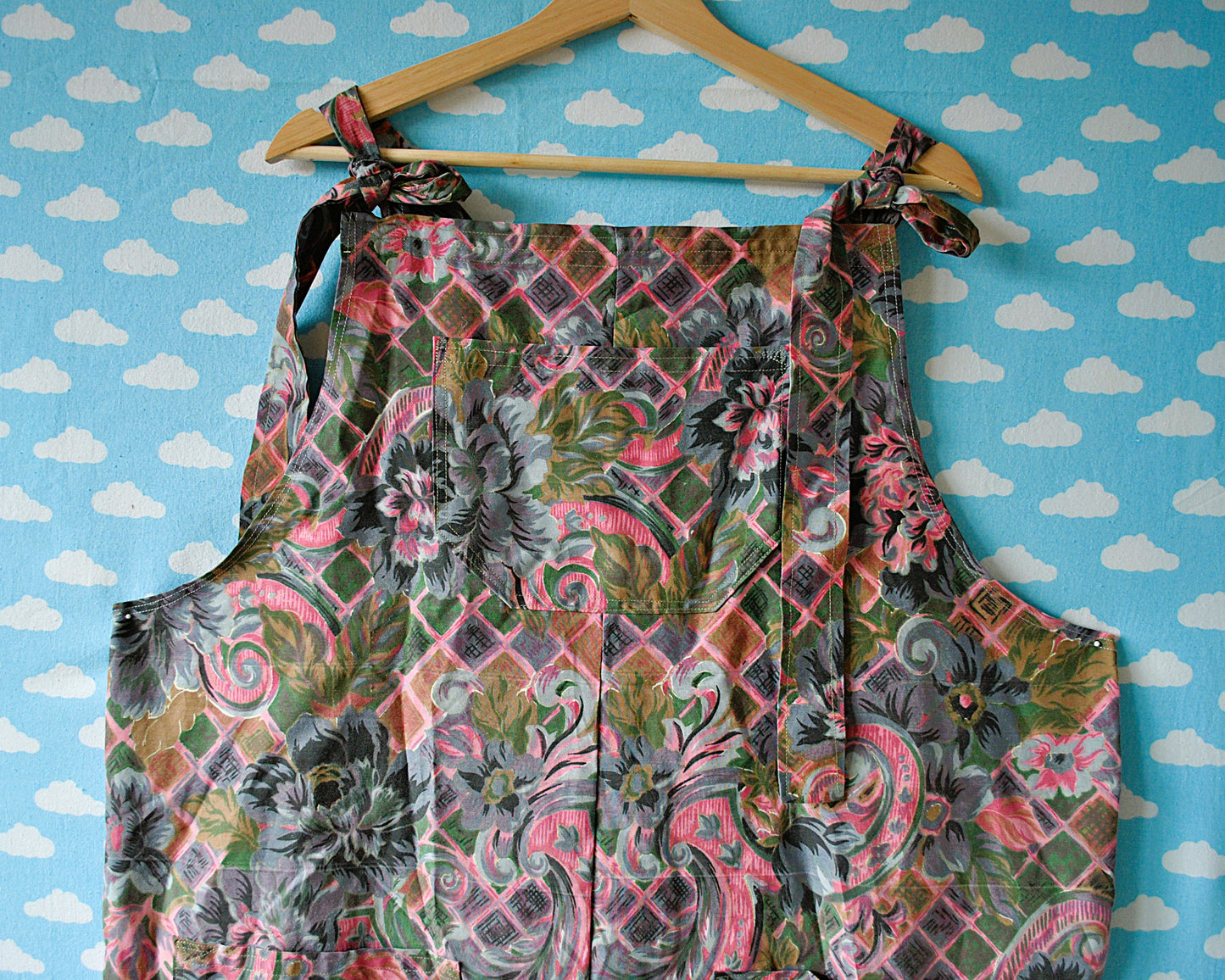 French Floral Dungarees Ready to Ship 3XL