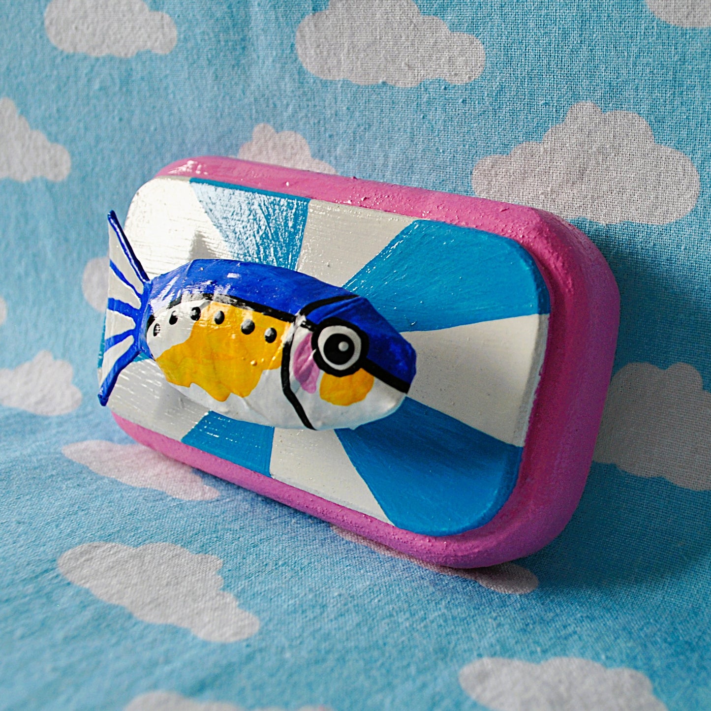 Sardine on blue and white