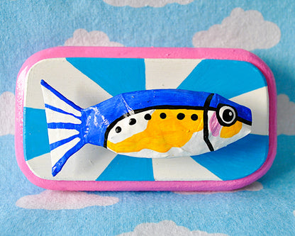 Sardine on blue and white