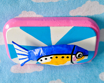 Sardine on blue and white