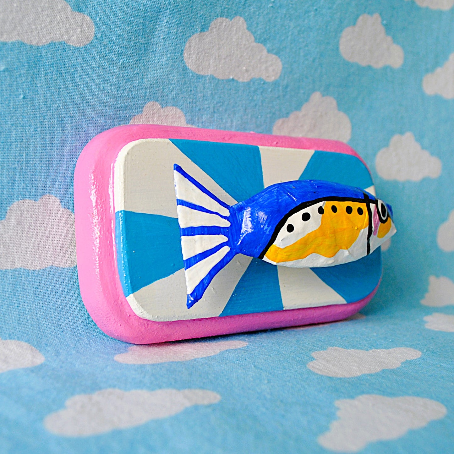 Sardine on blue and white