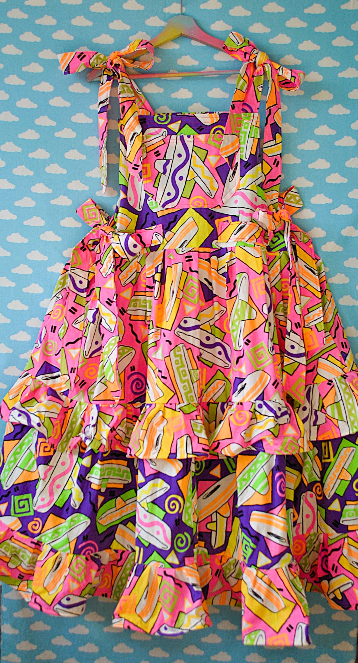 1980s Neon Print dress Made to Measure
